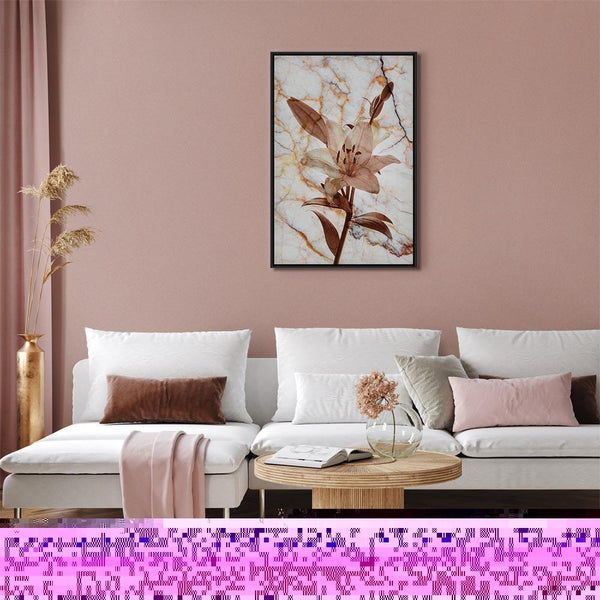Quadro - Elegance of a Flower (1-part) - Delicate Lily on Marble in Sepia
