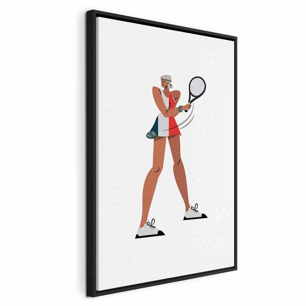 Quadro - Tennis Player With a Racket on a Light Background - Illustration