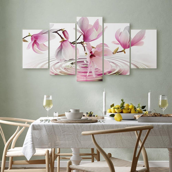 Quadro - Magnolias over Water (5 Parts) Wide Pink