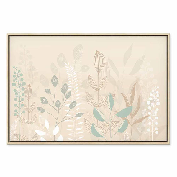 Quadro - Morning in the Meadow - Various Pastel Plants on a Beige Background
