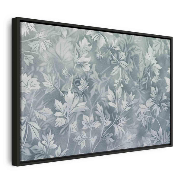 Quadro - Ornaments in Worn Muted Turquoises: Delicate Plant Pattern