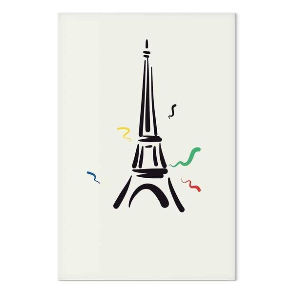 Quadro - Black Graphic Drawing of the Eiffel Tower on a Cream Background