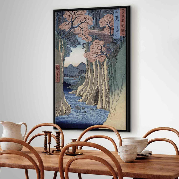 Quadro - Utagawa Hiroshige – The monkey bridge in the Kai province