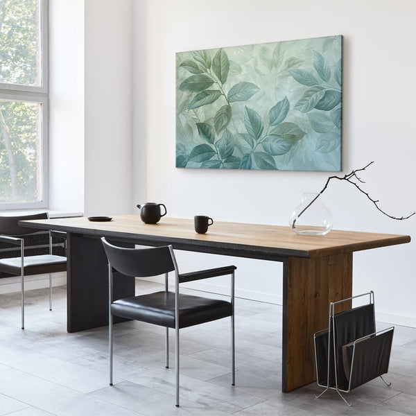 Quadro - Large Leaves in Shades of Green-Mint: Botanical Motif