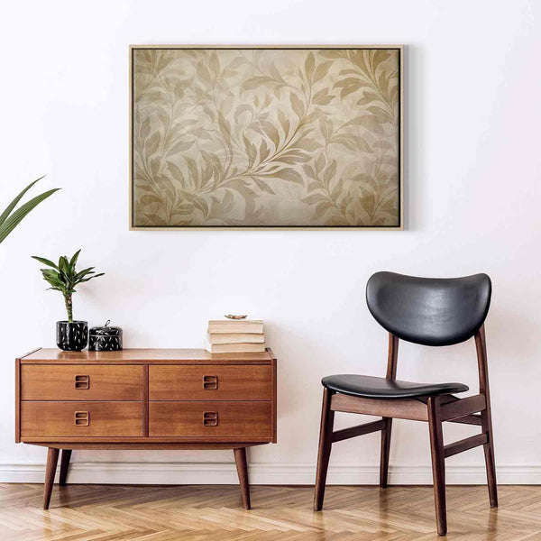 Quadro - Botanical Motif with Leaves and Vines in Sand Colors