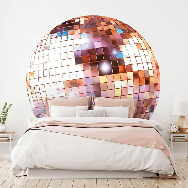 Carta da parati rotonda - Rose gold disco ball