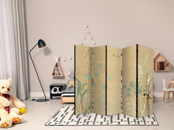 Paravento - Tiny Bird - Colorful Grasses in Golden Shades of Sunset