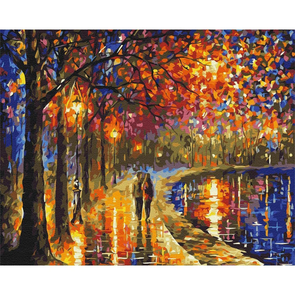 Quadro fai da te - An autumn walk in the light of street lamps