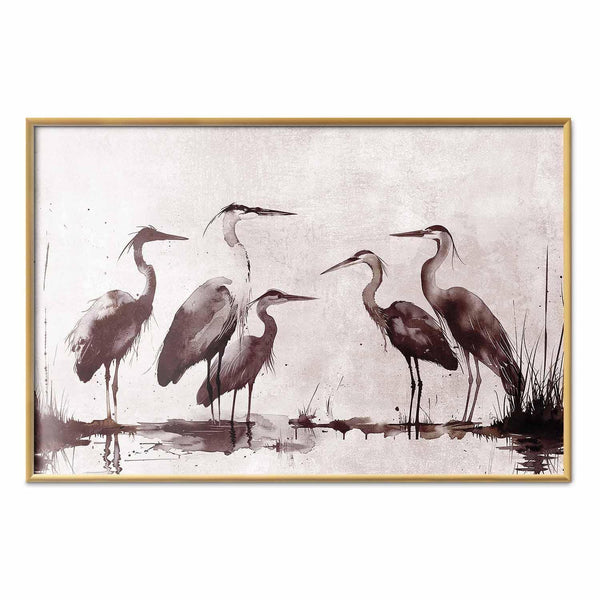 Poster - Herons Painted in Ink
