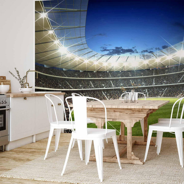 Carta da parati - Football pitch - illuminated stadium with crowded stands