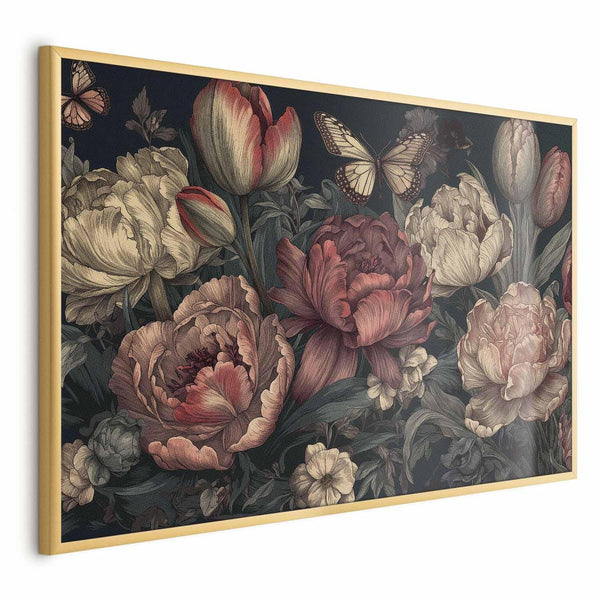 Poster - Flowers on a Turquoise Background