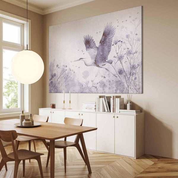 Quadro XXL - Majestic flight - a crane in flight in monochrome