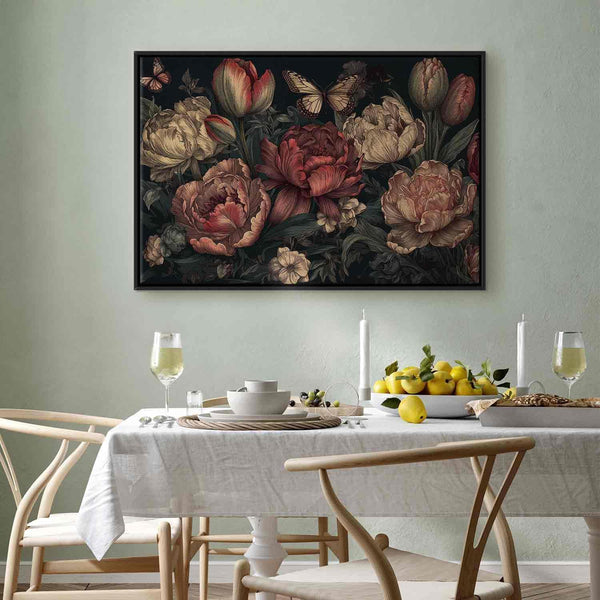 Quadro - Flowers on a turquoise background