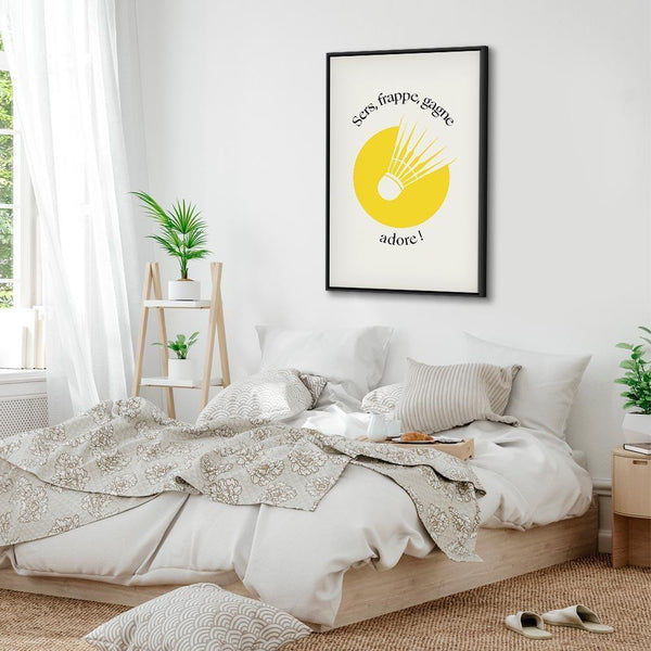 Quadro - Badminton Shuttlecock on a Yellow Circle Background