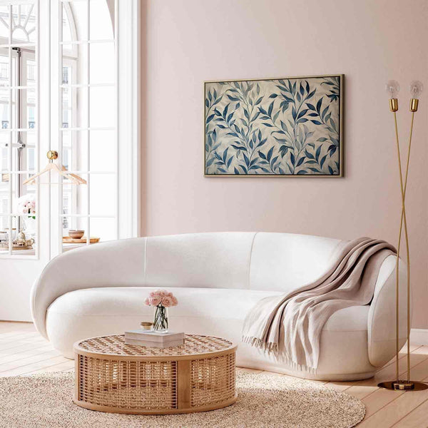 Quadro - Leaves in Blue Color Delicate Botanical Motif