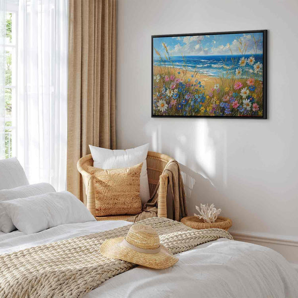 Quadro - Seascape – wildflowers and a view of the rough sea