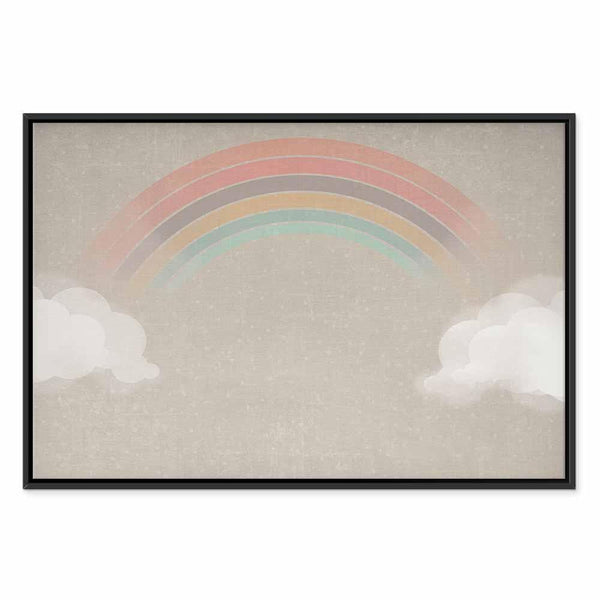 Quadro - Rainy June - Colorful Rainbow Emerging from Clouds on a Bright Background