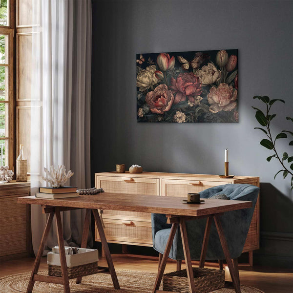 Quadro - Flowers on a turquoise background