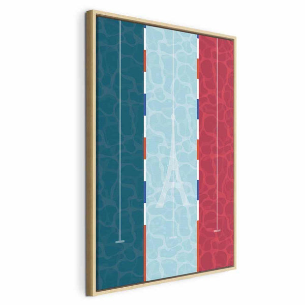 Quadro - Graphic Illustration of a Swimming Pool Against the Backdrop of the French Flag