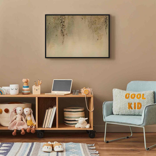 Quadro - Spring Orchard - Hummingbirds Among Tree Branches in Beige Shades