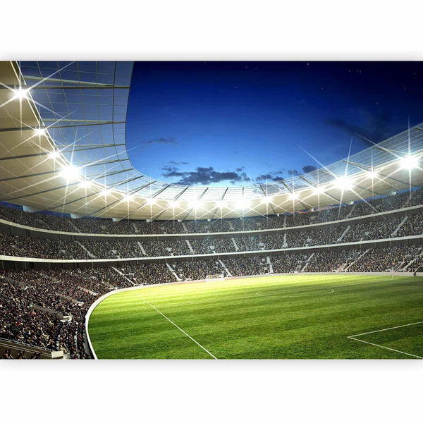 Carta da parati - Football pitch - illuminated stadium with crowded stands