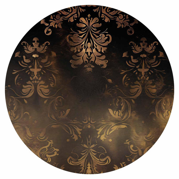 Carta da parati rotonda - Dark baroque patterns with gold accents
