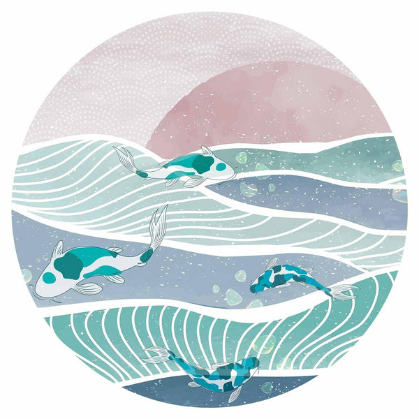 Carta da parati rotonda - Fish on the waves