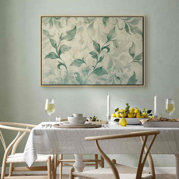Quadro - Watercolor Botanical Motif Delicate Green-Beige Leaves
