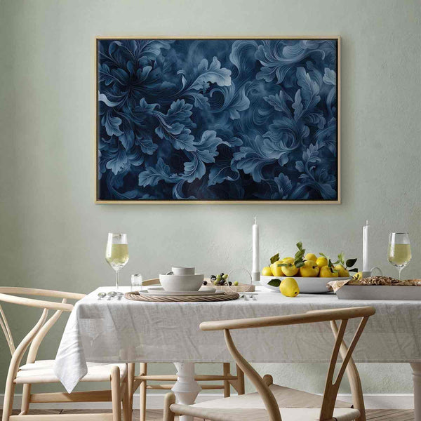 Quadro - Abstract Ornaments Dark Blue Victorian Leaves