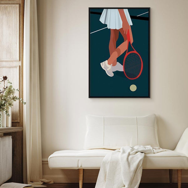 Quadro - Female Tennis Player With a Red Racket on the Court - Graphics