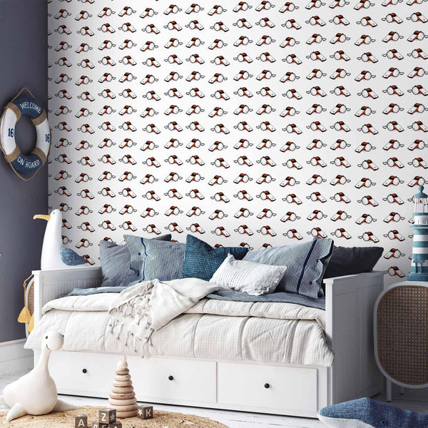 Tappezzeria murale - Soccer Whistles - Black and white with red accents on a white background