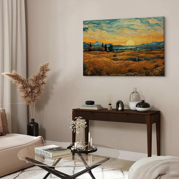 Quadro - Impressionistic fields - painted golden landscape with fields of grain