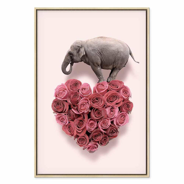 Quadro - Elephant Lover (1-part) - Elephant Amid Pink Flowers