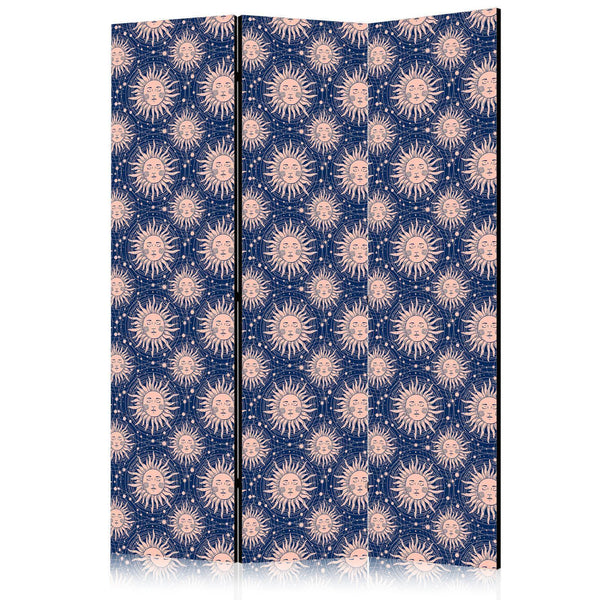 Paravento - Sunny Patterns - Repeating Sun Motif on a Navy Background