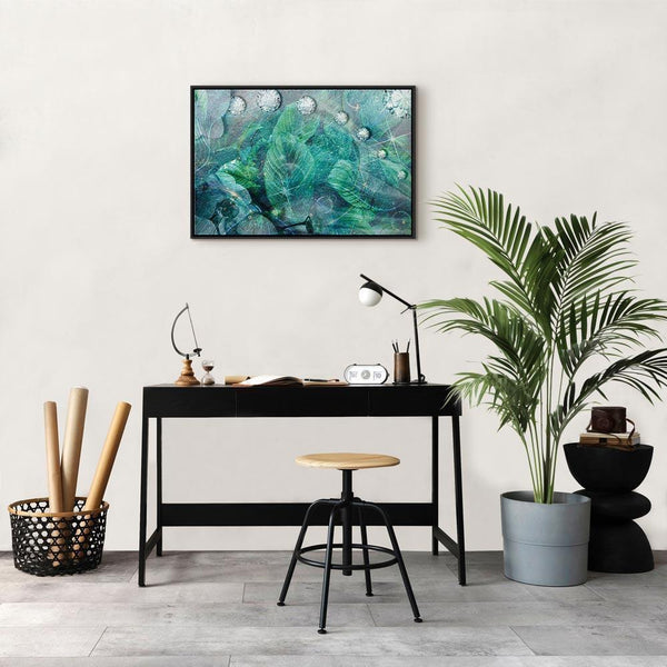 Quadro - Turquoise Leaves (1 Part) Wide