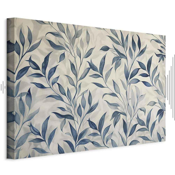 Quadro - Leaves in Blue Color Delicate Botanical Motif