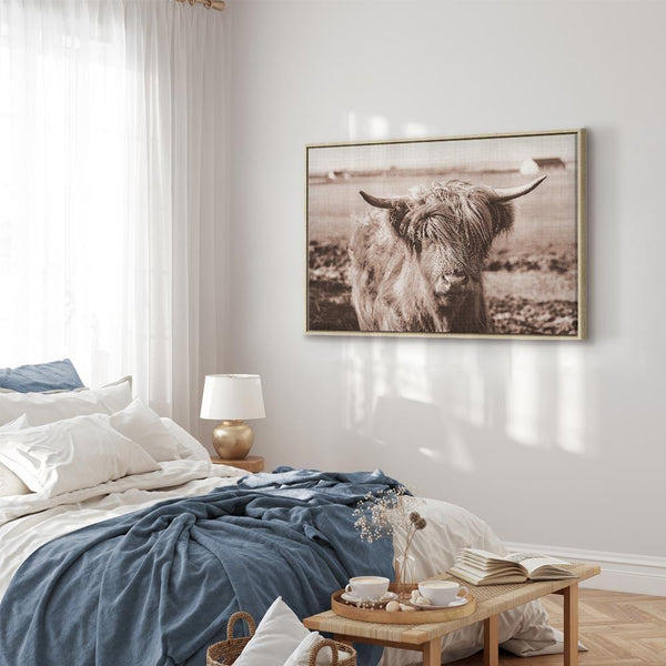 Quadro - A Scottish Cow in Sepia