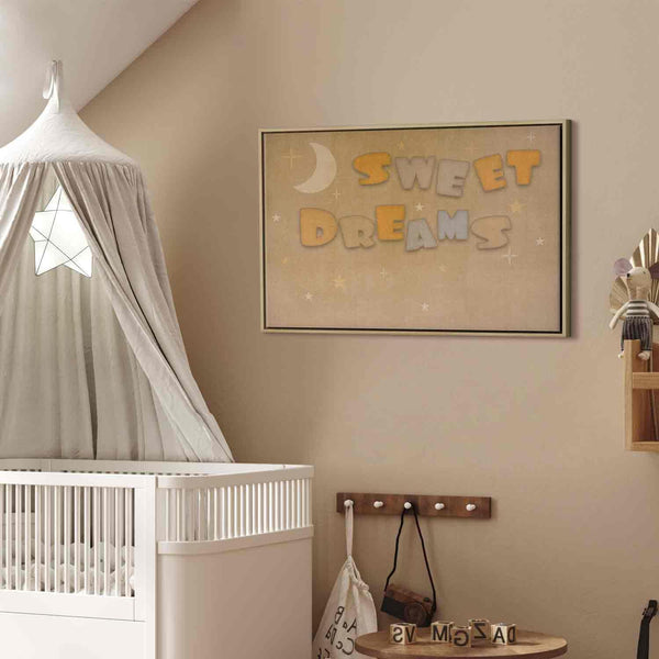 Quadro - Sweet Dreams - Pastel Inscription Surrounded by the Moon and Stars