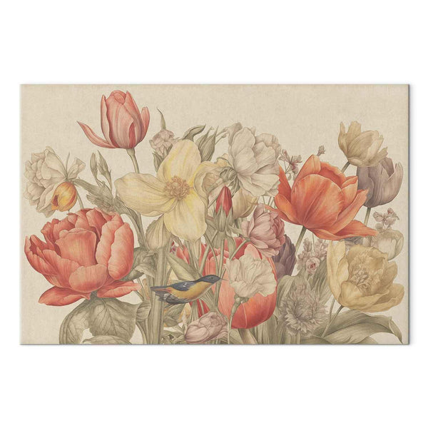 Quadro - Bouquet of flowers on a cream background