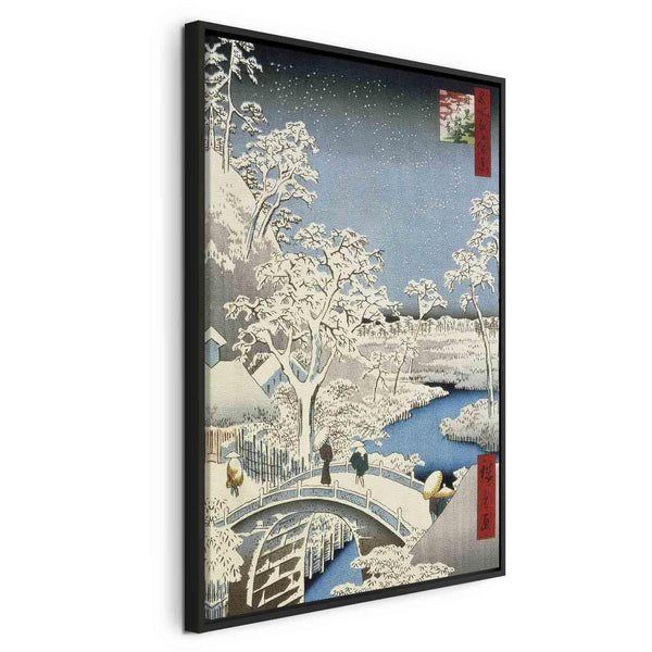Quadro - Utagawa Hiroshige – Drum bridge and Setting Sun Hill at Meguro