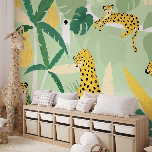 Carta da parati - Cheetahs in the jungle - landscape with animals in the tropics for children
