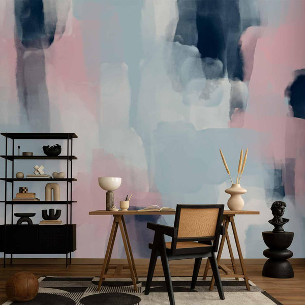 Carta da parati - Harmonious colours - abstract with blue and pink shapes