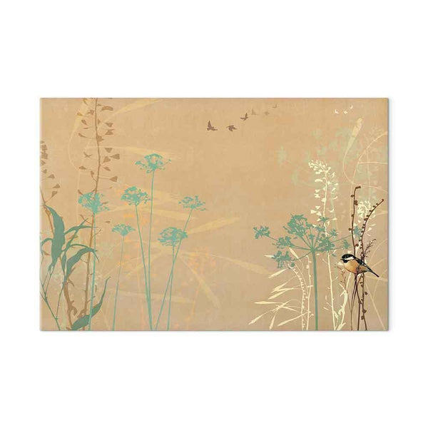 Quadro - Tiny Bird - Colorful Grasses in Golden Shades of Sunset