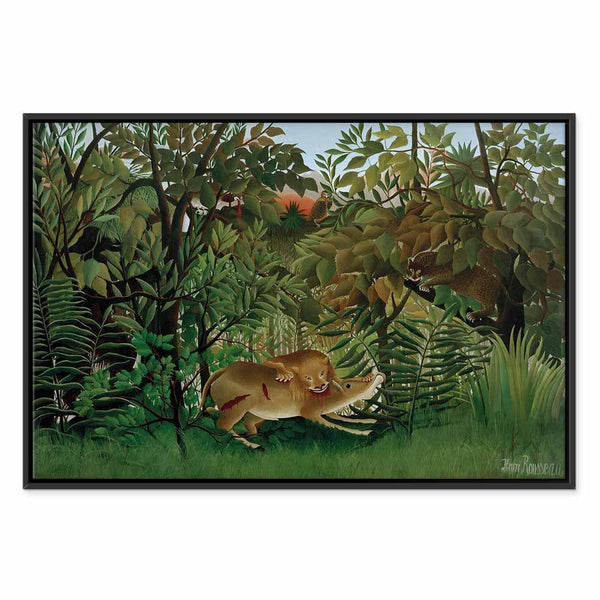 Quadro - Henri Rousseau – Le Lion ayant faim se jette sur l'Antilope