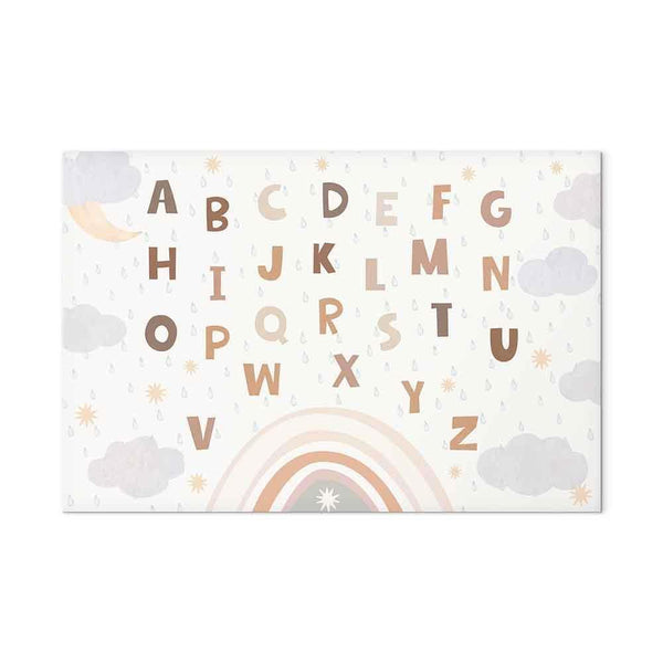 Quadro - Letters Above the Rainbow - Letters Among Streams of Rain and Clouds with a Rainbow Moon and Stars on a Light Background