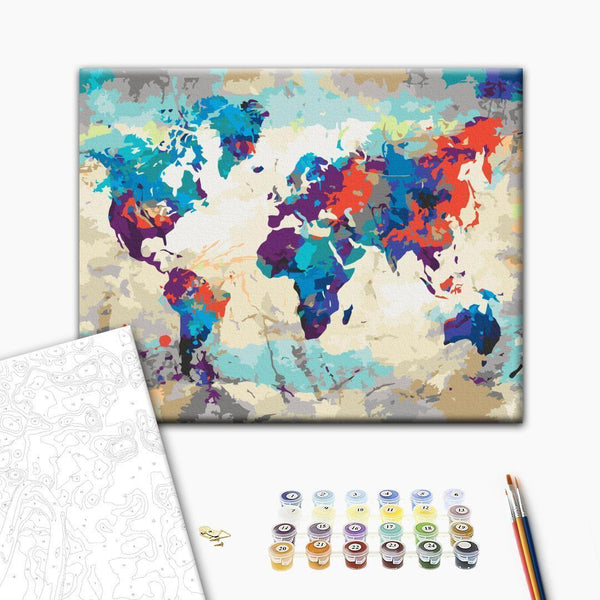 Quadro fai da te - World Map (Blue & Red)
