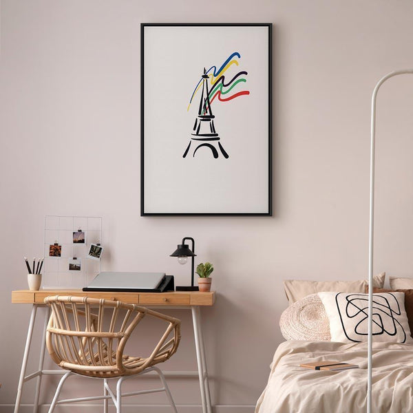 Quadro - Eiffel Tower and Colorful Ribbons