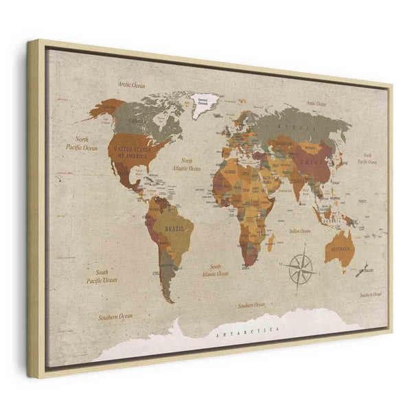 Quadro - World Map: Beige Chic