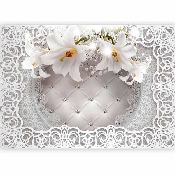 Carta da parati - Lilies and Quilted Background