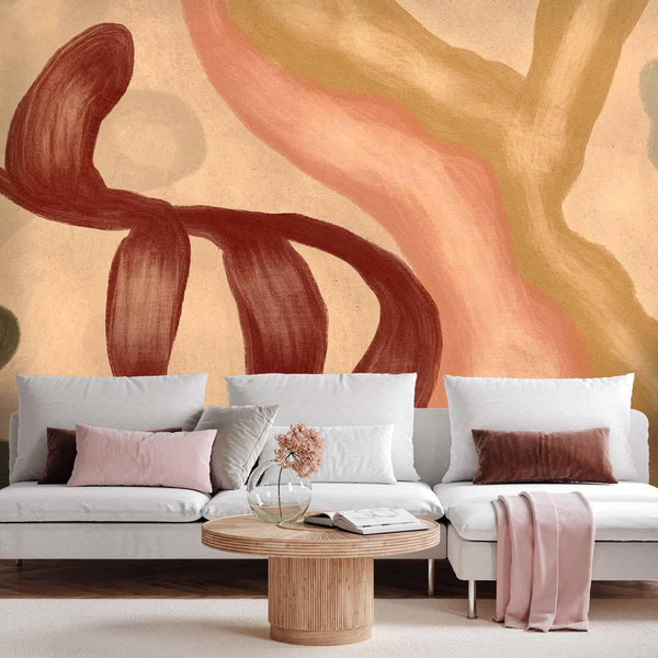 Carta da parati - Colorful shapes – worn-out figures in lime wash technique